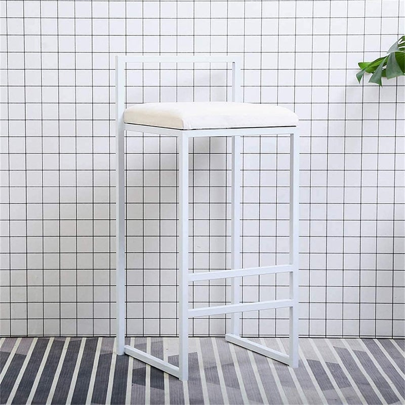 Generic Indian Decor 45160 White bar ChairsBarstools Bar Stool Breakfast Kitchen Counter Bar Chair Metal Leg in White High Stool with PU Seat Dining Chair for Restaurant Pub Home  - Image 2