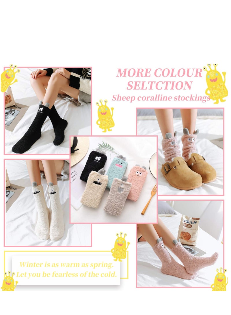 KASTWAVE 5 pairs Womens Soft Cute Funny Animal Designe Microfiber Slipper Socks Cozy Fuzzy Winter Warm Socks - Image 5