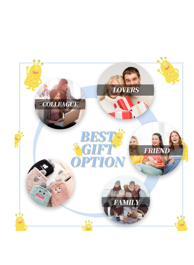 KASTWAVE 5 pairs Womens Soft Cute Funny Animal Designe Microfiber Slipper Socks Cozy Fuzzy Winter Warm Socks - Image 3