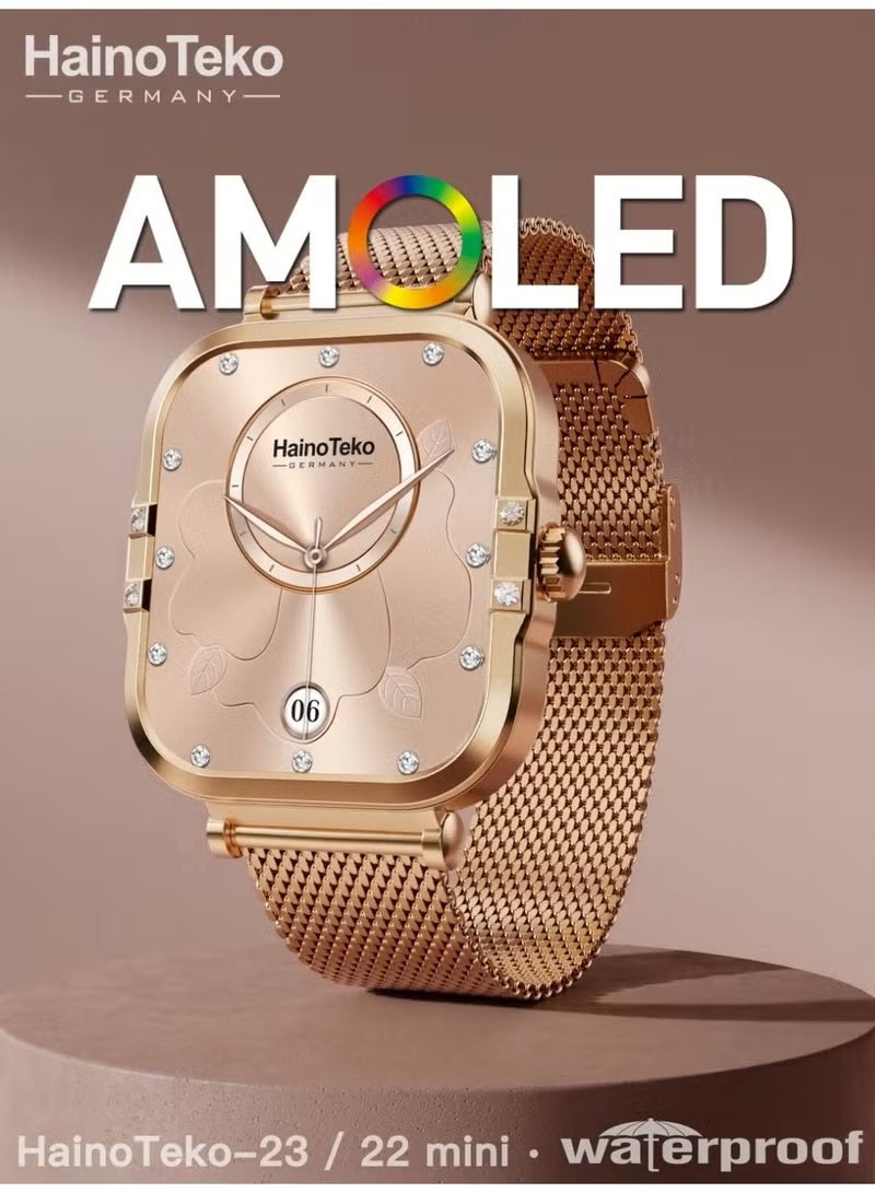 HainoTeko “Mini Waterproof Smartwatch for Ladies with Vibrant AMOLED Display, 7-Day Battery Life, Heart Rate & Fitness Tracking, Activity and Sleep Monitoring, Message Notifications, Lightweight Design with 3 Interchangeable Straps – Stylish Wearable for Daily Use, Sports, and Office Wear.” - Image 3