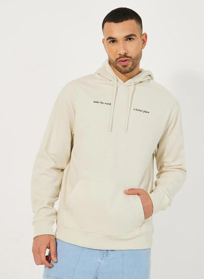Styli Minimal Puff Print Fleece Relaxed Fit Hoodie