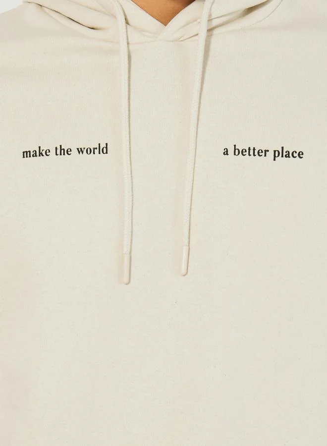 Styli Minimal Puff Print Fleece Relaxed Fit Hoodie