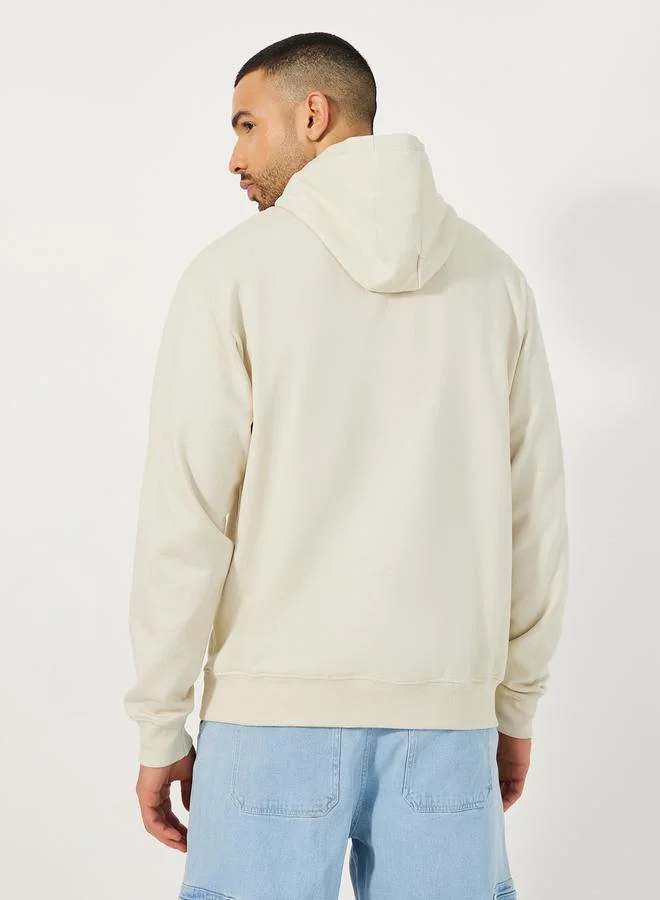 Styli Minimal Puff Print Fleece Relaxed Fit Hoodie