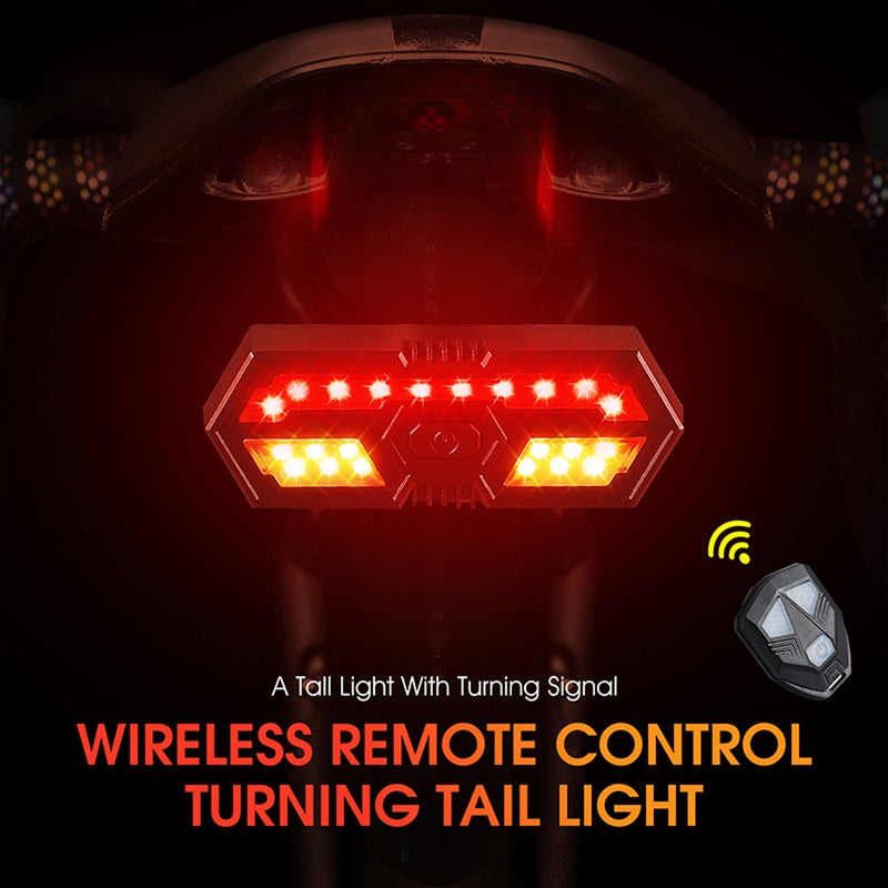 Bike Taillight: Multicolor Compact Lightweight Portable, 5m Remote Control - 6 Adjustable Light Modes, 80 Lumens LED With High Decibel Warning Speaker for Night MTB Cycling - Image 2