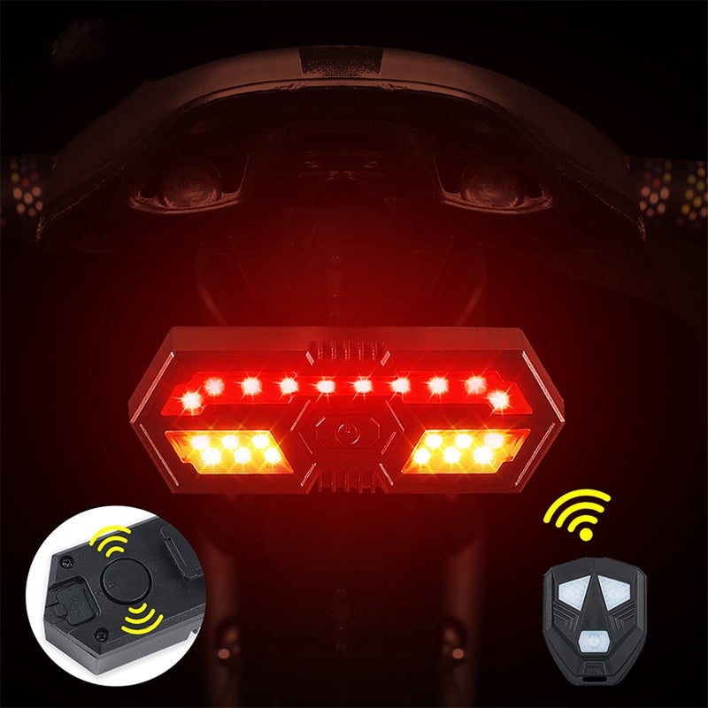 Bike Taillight: Multicolor Compact Lightweight Portable, 5m Remote Control - 6 Adjustable Light Modes, 80 Lumens LED With High Decibel Warning Speaker for Night MTB Cycling - Image 3