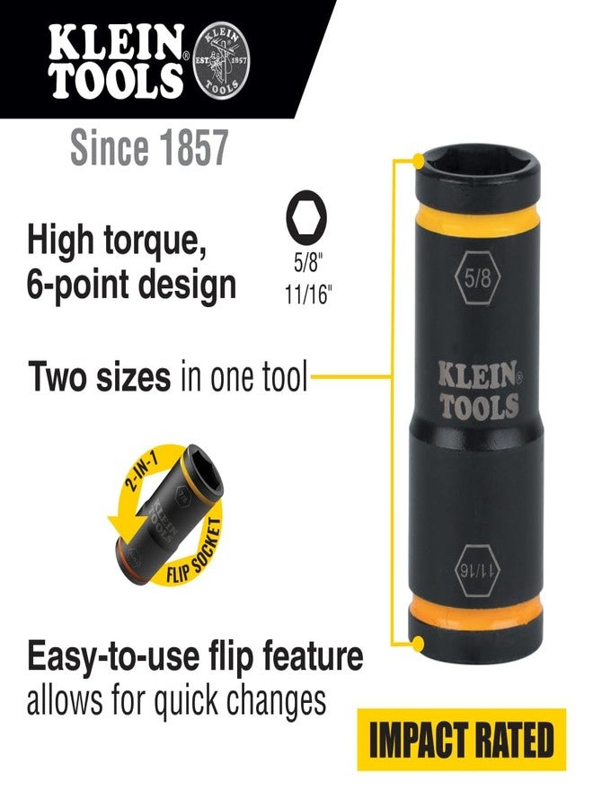 Klein Tools 66075 Impact Driver Flip Socket, 11/16- and 5/8-Inch Sizes, Use with Klein Tools Compact Impact Wrenches BAT20CW, BAT20CW1 - Image 2