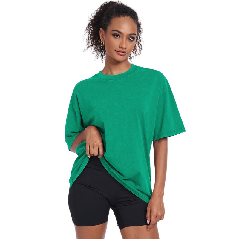 KEEPSHOWING Womens Vintage Oversized T Shirts Acid Washed Baggy Cotton Tee Casual Workout Boyfriend Short Sleeve Tops(Pink/Green/Purple M) - Image 3