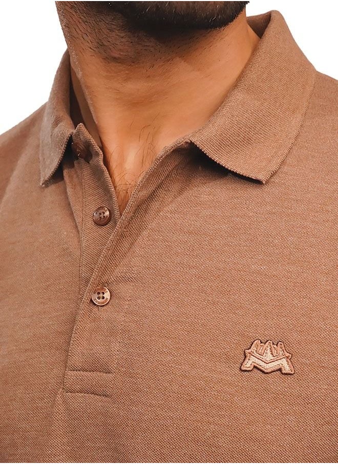 MENDEEZ - Mendeez Men’s Classic Basic Brown Cotton Regular Fit Polo Neck T Shirt Casual. - Image 1