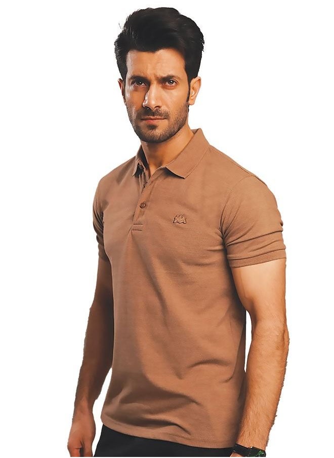 MENDEEZ - Mendeez Men’s Classic Basic Brown Cotton Regular Fit Polo Neck T Shirt Casual. - Image 1
