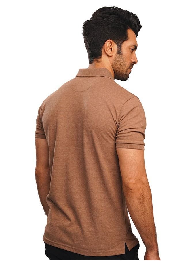 MENDEEZ - Mendeez Men’s Classic Basic Brown Cotton Regular Fit Polo Neck T Shirt Casual. - Image 1