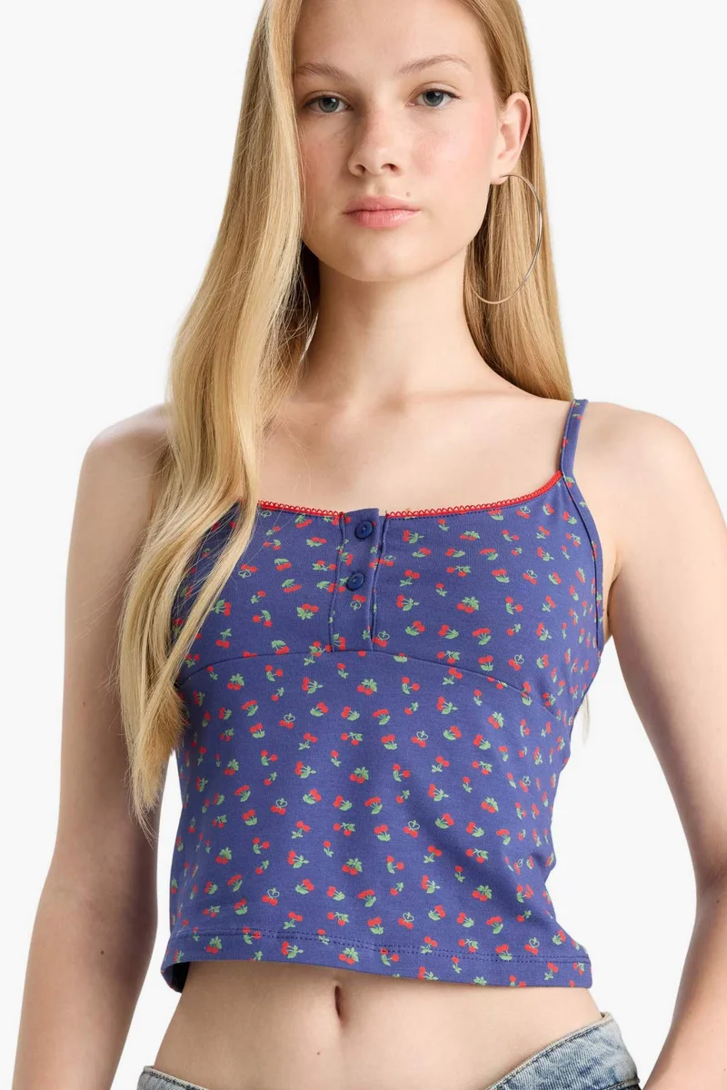 ديفاكتو Fitted Fruit Print Tank Top