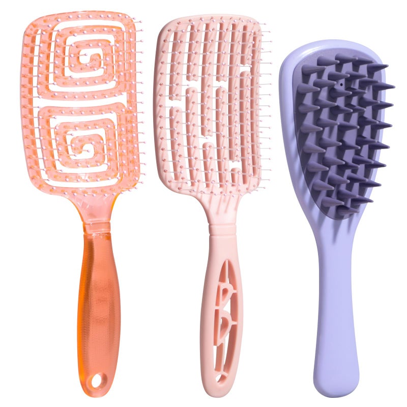 NVTED 3 PCS Hair Comb Set Beauty Hairbrush Wet and Dry, Silicone Scalp Scrubber Wet Hair Brush Shower Detangler For Women, Men - Image 1