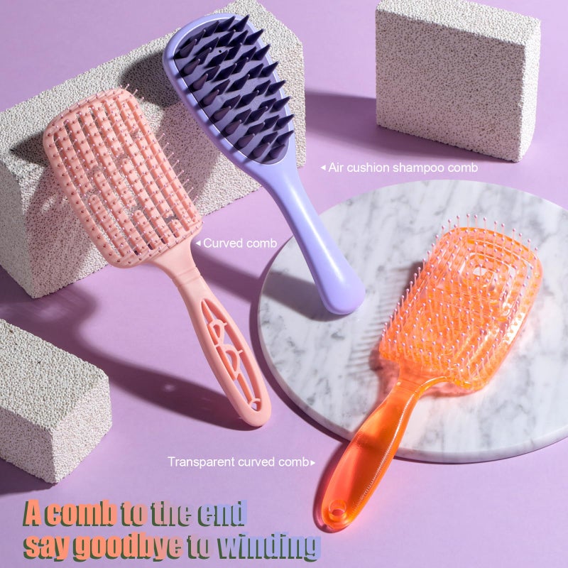 NVTED 3 PCS Hair Comb Set Beauty Hairbrush Wet and Dry, Silicone Scalp Scrubber Wet Hair Brush Shower Detangler For Women, Men - Image 5