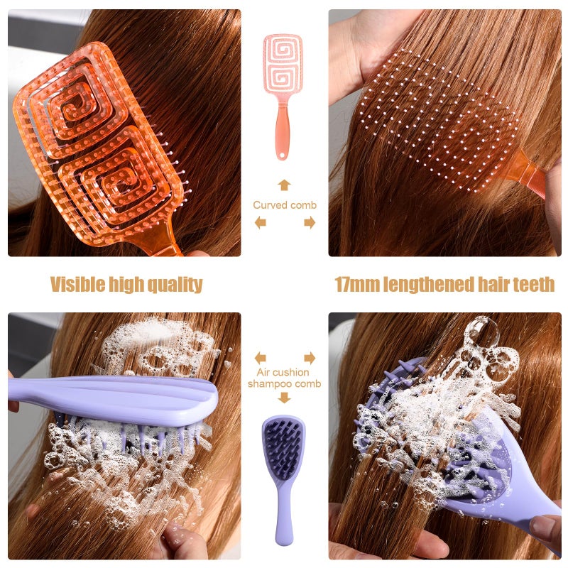NVTED 3 PCS Hair Comb Set Beauty Hairbrush Wet and Dry, Silicone Scalp Scrubber Wet Hair Brush Shower Detangler For Women, Men - Image 3