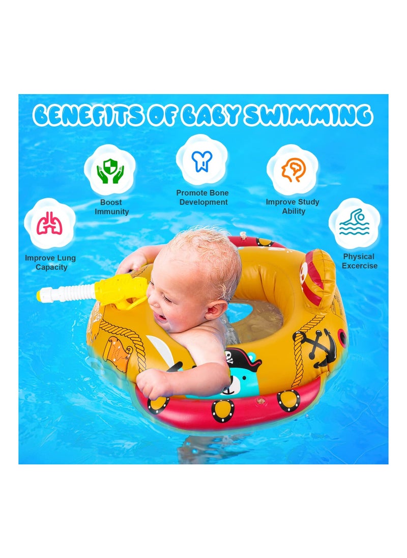 Y&D SYOSI Baby Swimming Float, Ring Float Inflatable Pool Toy Pirate Boat with Water Pistol Inflatables for Kids ​of Age 2-8 Year  - Image 4