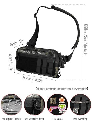 TACTICAL_GEEK Cache L3 Black Camo Crossbody Shoulder Bag, Men Multipurpose Sling Bag, Chest Backpack Casual Shoulder for Daily Carry - Image 5