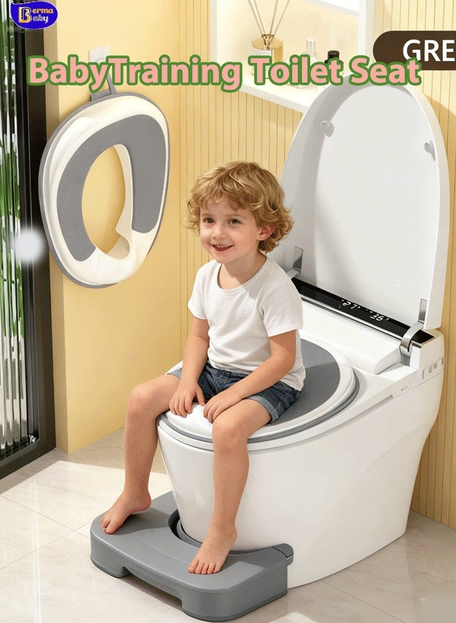 Berma Baby مقعد تدريب الأطفال على استخدام المرحاض للأولاد والبنات، يناسب المراحيض الدائرية والبيضاوية، غير قابل للانزلاق مع واقي من الرذاذ، يتضمن خطاف تخزين مجاني - Image 1