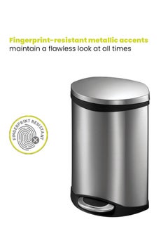 EKO SHELL SERIES | Brushed Stainless Steel Finish | Soft-Closing | Fingerprint-Resistant | Step Trash & Garbage Bin | Suitable For Homes, Bathrooms, Kitchens, Offices, & More | 6 Liters  - Image 3