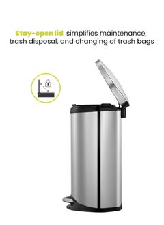 EKO SHELL SERIES | Brushed Stainless Steel Finish | Soft-Closing | Fingerprint-Resistant | Step Trash & Garbage Bin | Suitable For Homes, Bathrooms, Kitchens, Offices, & More | 6 Liters  - Image 5
