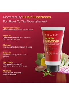 ARATA 6-in-1 Super Shampoo | Prevents Hair loss | Restores pH Balance | Boosts Hair Thickness | Reduces Breakage | Fights Microbial Infections | Adds Shine | Shampoo For Women & Men | 150 ml  - Image 4