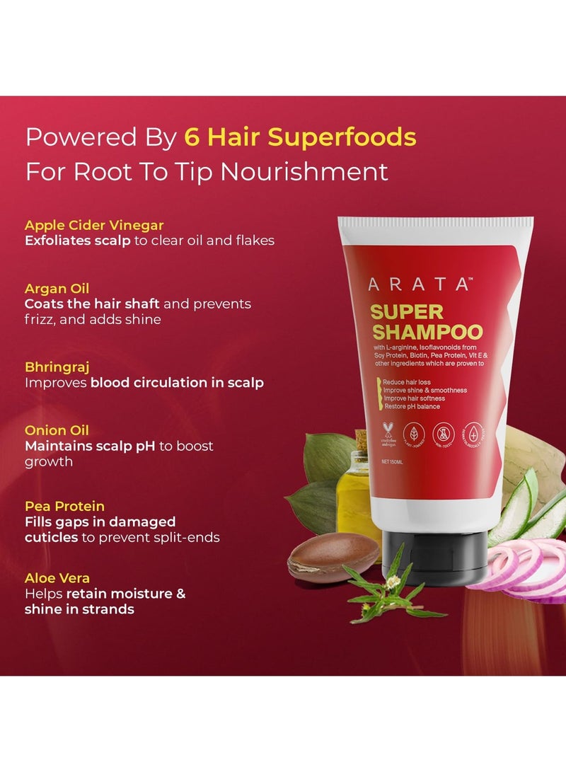 أراتا شامبو سوبر 6 في 1 | يمنع تساقط الشعر | يعيد توازن درجة الحموضة | يعزز كثافة الشعر | يقلل من التقصف | يحارب الالتهابات الميكروبية | يضيف لمعاناً | شامبو للنساء والرجال | 150 مل - Image 4