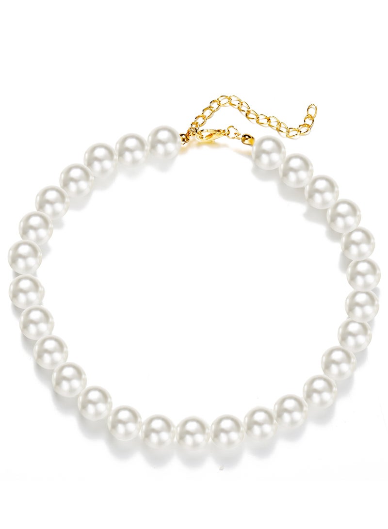 Pearl Necklace for Women, 8MM Dainty Round Imitation Pearl Choker Necklace Wedding Pearl Necklace Delicate Jewelry for Women Simple Bridesmaid Jewelry Gifts - Image 1