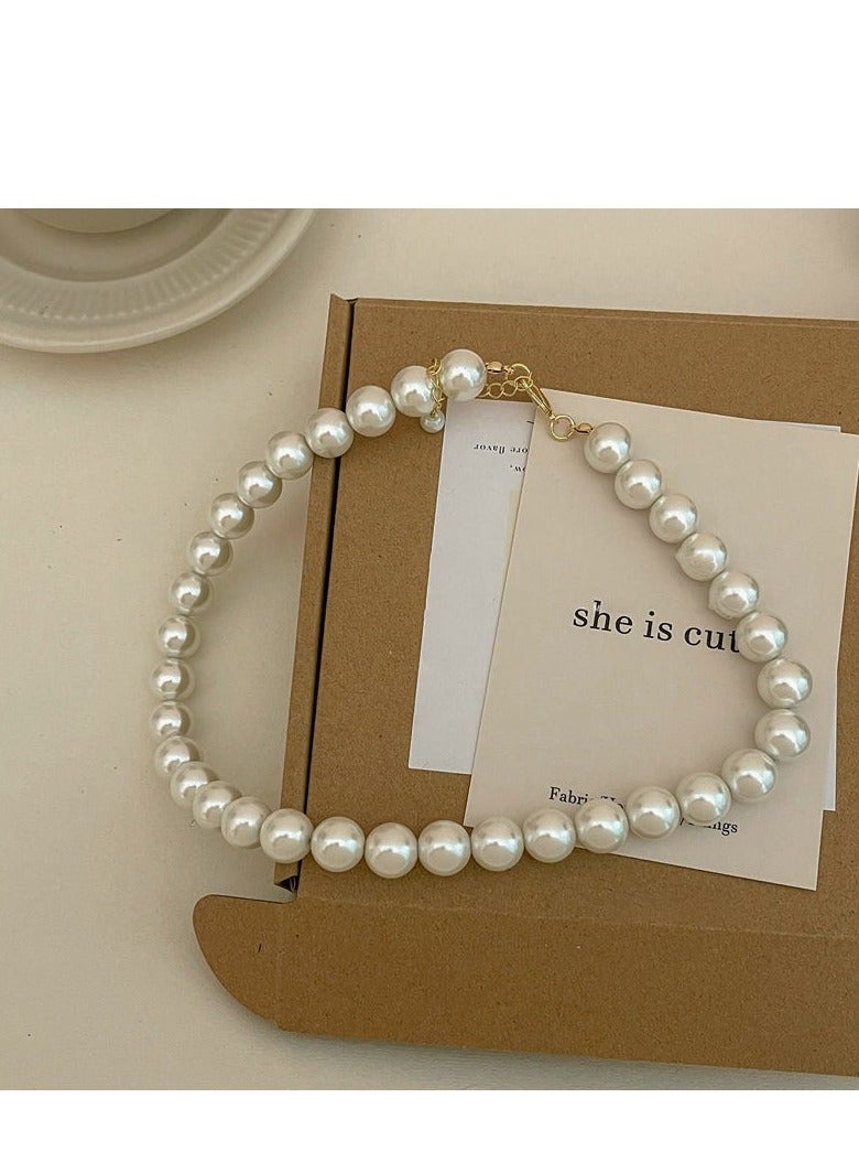 Pearl Necklace for Women, 8MM Dainty Round Imitation Pearl Choker Necklace Wedding Pearl Necklace Delicate Jewelry for Women Simple Bridesmaid Jewelry Gifts - Image 3