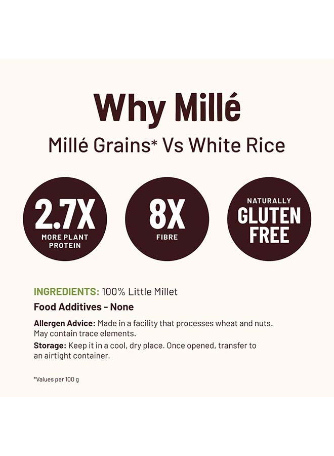 MIELLE Millé Little Millet Whole Grain | Kutki | Gluten Free | No Chemicals | High Plant Protein and Fibre | Millet Rice | Vegan | 100% Whole
Grain | 500 g - Image 4