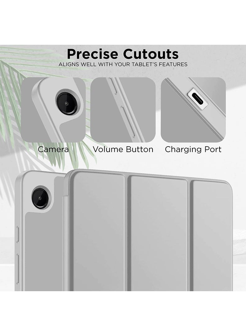 Theodor Case for Samsung Tab A11 8.7" 2025 & Tab A9 8.7" 2023, Slim Trifold Stand Cover with Pencil Holder, Soft TPU Back, Auto Sleep/Wake - Grey - Image 3