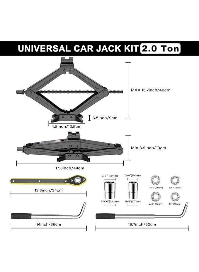 2 Ton Car Jack Kit – Heavy-Duty Scissor Jack with Lug Wrench – Portable Tire Lifting & Changing Kit for Car, SUV & MPV - Image 1