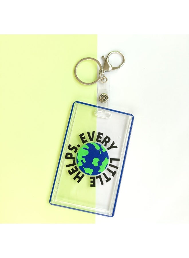 NIBEMINENT 1 - Piece Earth Transparent Kpop Photo Card Holder Pendant Key Chain ID Badge Holder ID Card Holder Photo Card Protector for School ID Office ID Access Card for Women Girls - Image 1