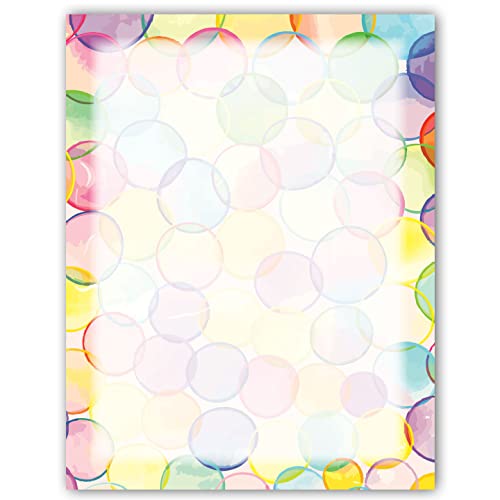 Stonehouse Collection Colorful Circles Stationery - 8.5 x 11-60 Letterhead Sheets - Border Letterhead (Watercolor Circles) - Image 1