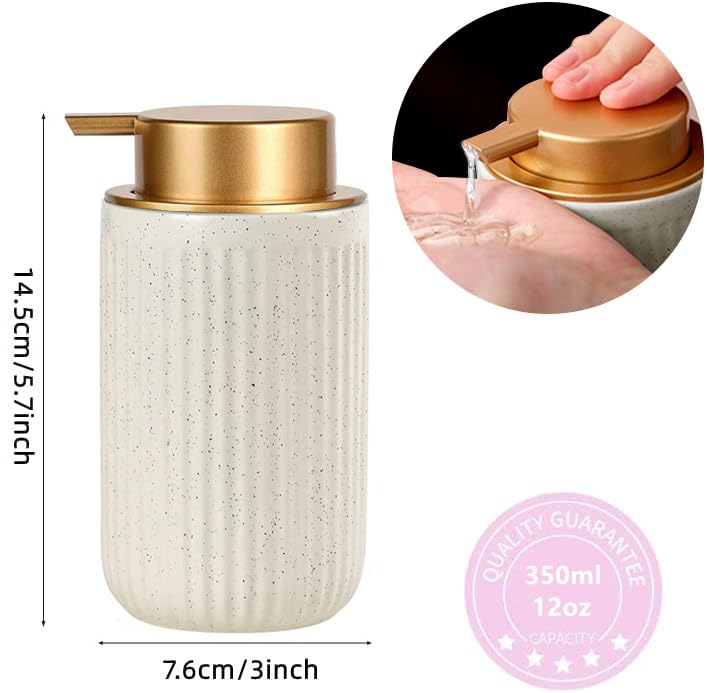 Sylfu Soap Dispenser Ceramic with Easy-to-Press Pump Hand Lotion Liquid Soap Dispenser for Bathroom Kitchen - Image 2