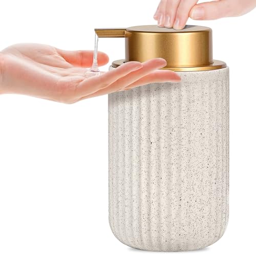 Sylfu Soap Dispenser Ceramic with Easy-to-Press Pump Hand Lotion Liquid Soap Dispenser for Bathroom Kitchen - Image 1