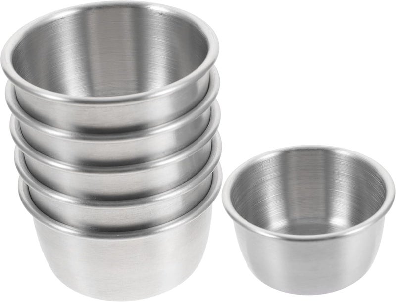 Metal Reptile Feeder Water Dish 6pcs 304 Stainless Steel 40ml Small Feeding Cups for Lizards Tortoises Bearded Dragons Terrarium Pet Supplies - Image 1