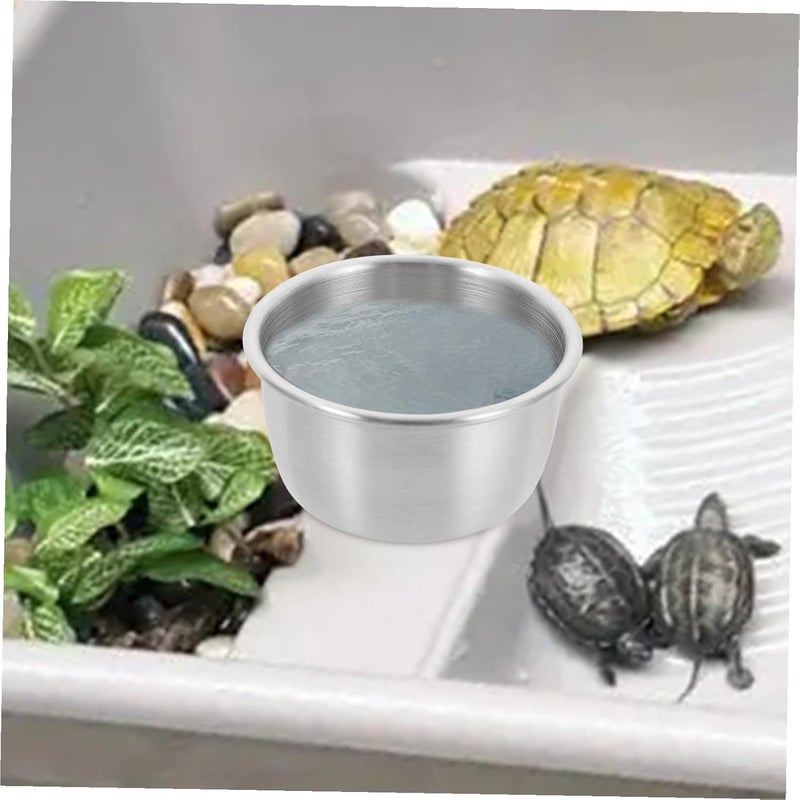 Metal Reptile Feeder Water Dish 6pcs 304 Stainless Steel 40ml Small Feeding Cups for Lizards Tortoises Bearded Dragons Terrarium Pet Supplies - Image 4