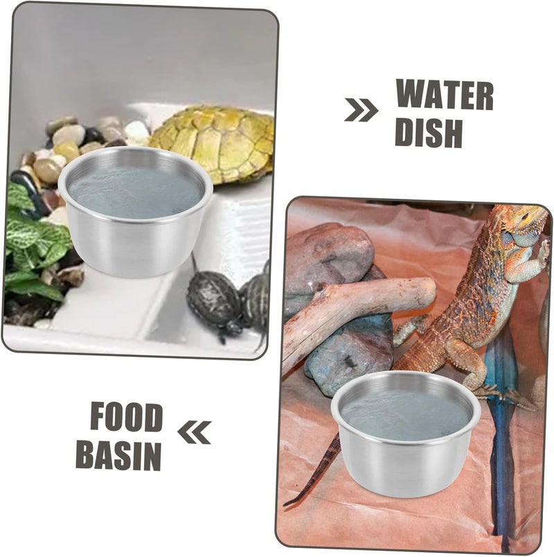 Metal Reptile Feeder Water Dish 6pcs 304 Stainless Steel 40ml Small Feeding Cups for Lizards Tortoises Bearded Dragons Terrarium Pet Supplies - Image 3