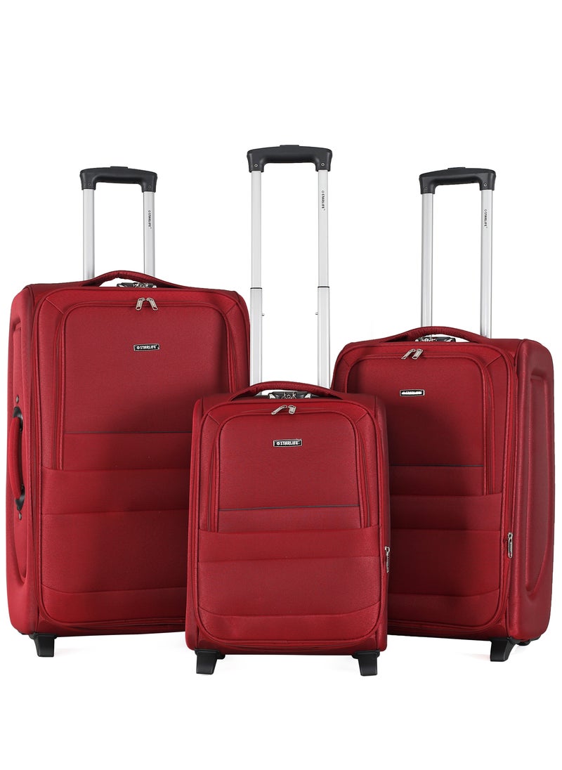 STARLIFE - Set of 3 Light Weight Polyester Trolley Luggage 2 Wheels With Number Lock 20,24,28 Inches - Image 1