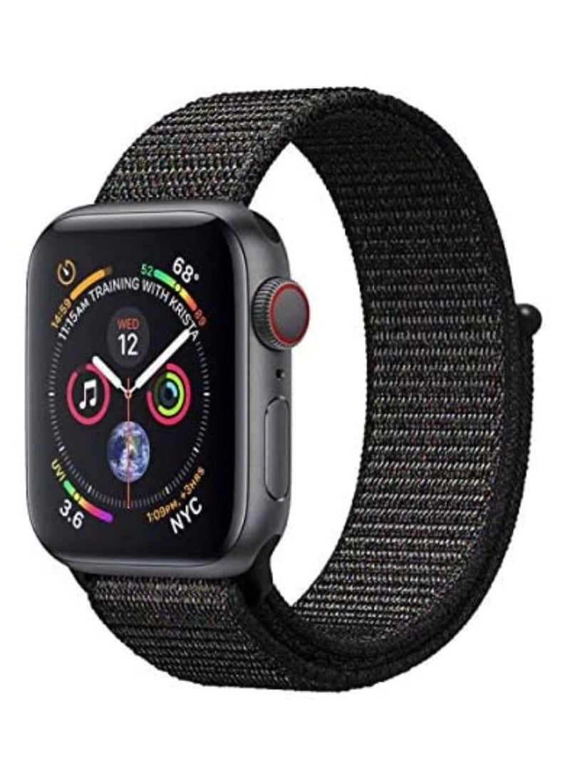 VITION - Nylon Sport Band for Apple Watch 42mm/44mm/45mm Soft Replacement Strap for iWatch Series 7/ 6/ SE/ 5/4/3/2/1 Black - Image 1