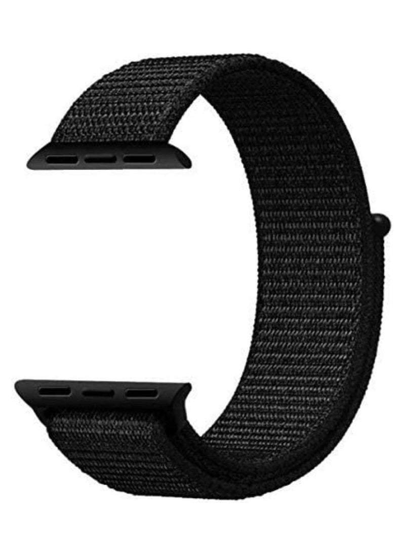 VITION - Nylon Sport Band for Apple Watch 42mm/44mm/45mm Soft Replacement Strap for iWatch Series 7/ 6/ SE/ 5/4/3/2/1 Black - Image 1