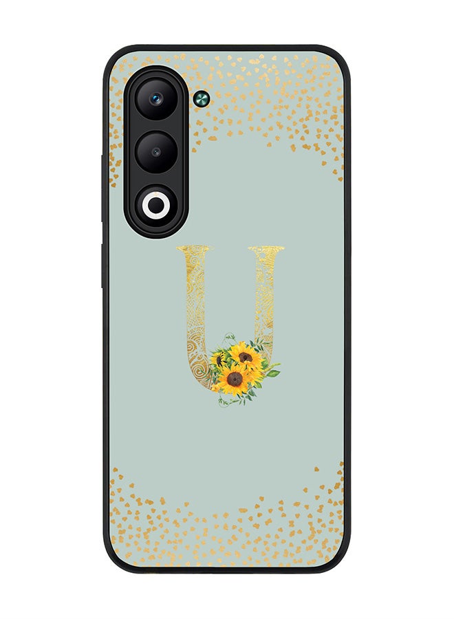 Stylizedd For Oppo A5 5G / A5 4G Case,Slim fit Camera Protection, Shockproof Thin Phone cover  - Custom Floral Monogram - U  (Light Grey )