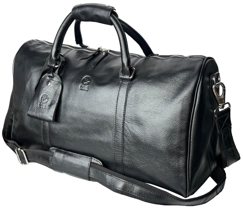 Rustic Town Leather Duffle Bag for Men Full Grain Leather Travel Bag TSA Approved Carry On Weekender Overnight Duffel Bag Black 20 inch - Image 2