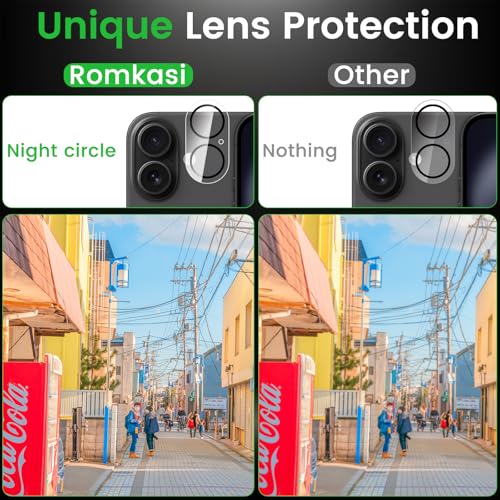 Romkasi 4 Pack Privacy Screen Protector for iPhone 16 6.1 Inch with 4 Pack Camera Lens Protector, Anti Spy Tempered Glass Film, Anti-Scratch, Touch Sensitive, Case Friendly - Image 5