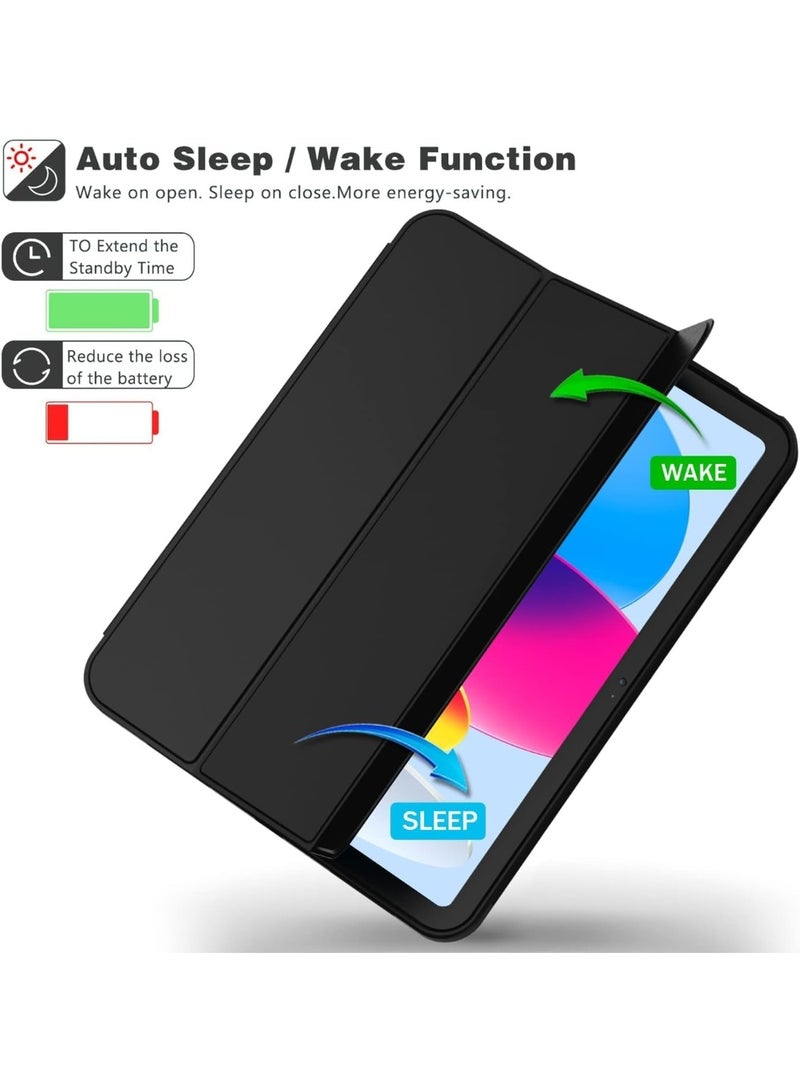 Case for iPad 10th Generation 10.9 Inch, 2022  & ipad 11th genration 2025 Case with Pencil Holder - Protective Trifold Stand Smart Cover [Support Touch ID & Auto Wake/Sleep] comaptiple with (A3354/A3355/A3356 /A2696/A2757/A2777)  , Black - Image 4