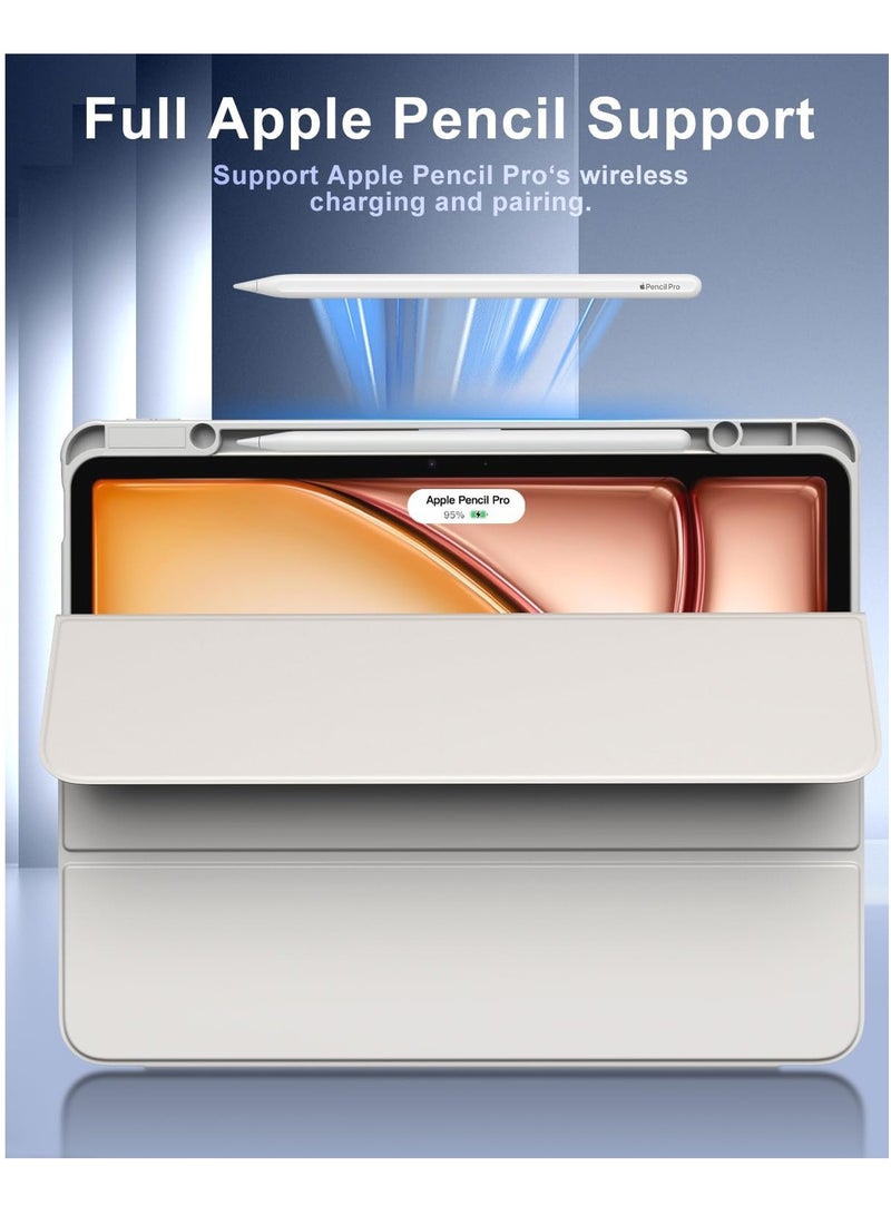 DUSALA Case for New iPad Air 13 inch (M3/M2-2025/2024) with Pencil Holder, Slim Stand Protective Cover with Clear Transparent Back Shell for iPad Air 13 inch, Auto Wake/Sleep, (Grey) - Image 5