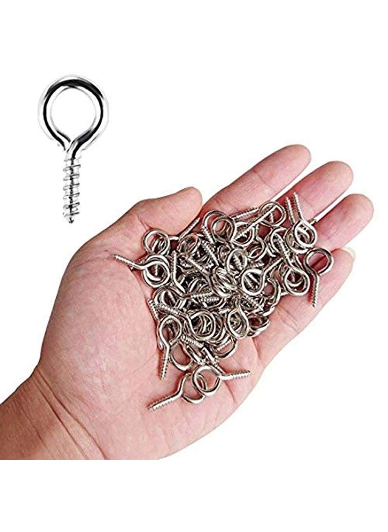 DIY Crafts Diy Crafts CTDIYHI37513 1 Inch Small Screw Eyes Metal Eye Screw Hooks Self Tapping Screws Hook Ring Eyelet Hooks Silver 50 Piece Rust Proof Coating Gold  - Image 3