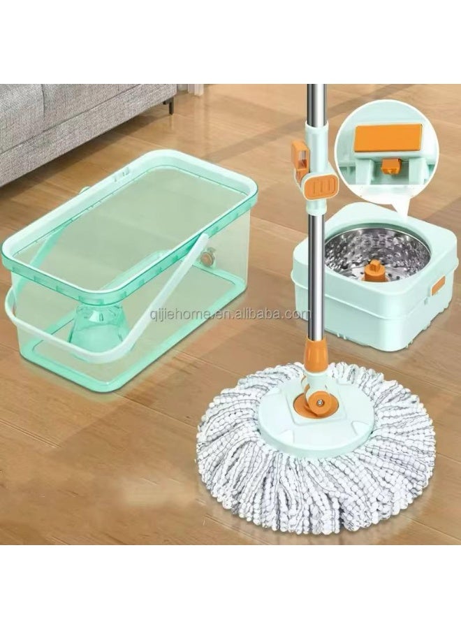 Acrylic mop bucket, 14 liters, 2 replacements, metal handle - light green - Image 2