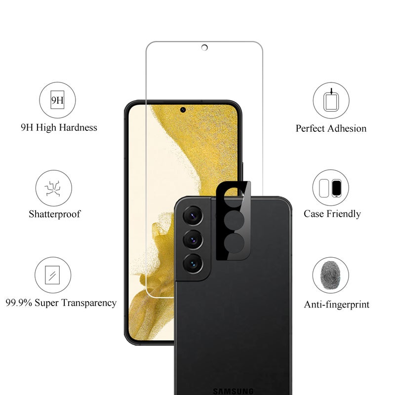 Ailun Screen Protector for Galaxy S22+/S22 Plus 5G 6.6 Inch Display 3Pack + 3Pack Camera Lens Tempered Glass Fingerprint Unlock 0.25mm Clear Anti-Scratch Case Friendly [Not For S22 Ultra] - Image 4