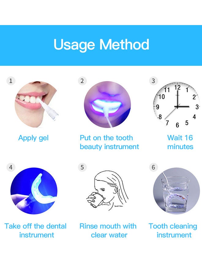 Tooth Whitening Instrument Line Lamp Set with 4 Carbamide Peroxide Gel Pens - 16-Minute Non-Sensitive Fast Teeth Whitener for Stain Removal