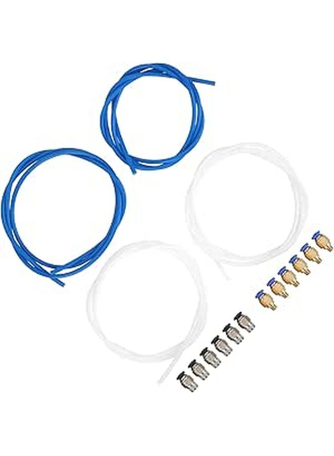 مجموعة أنابيب PTFE باللون الأزرق والأبيض 4 قطع مقاومة للحرارة العالية 260 درجة مئوية لطابعات ثلاثية الأبعاد مقاس 1.75 مم - Image 1